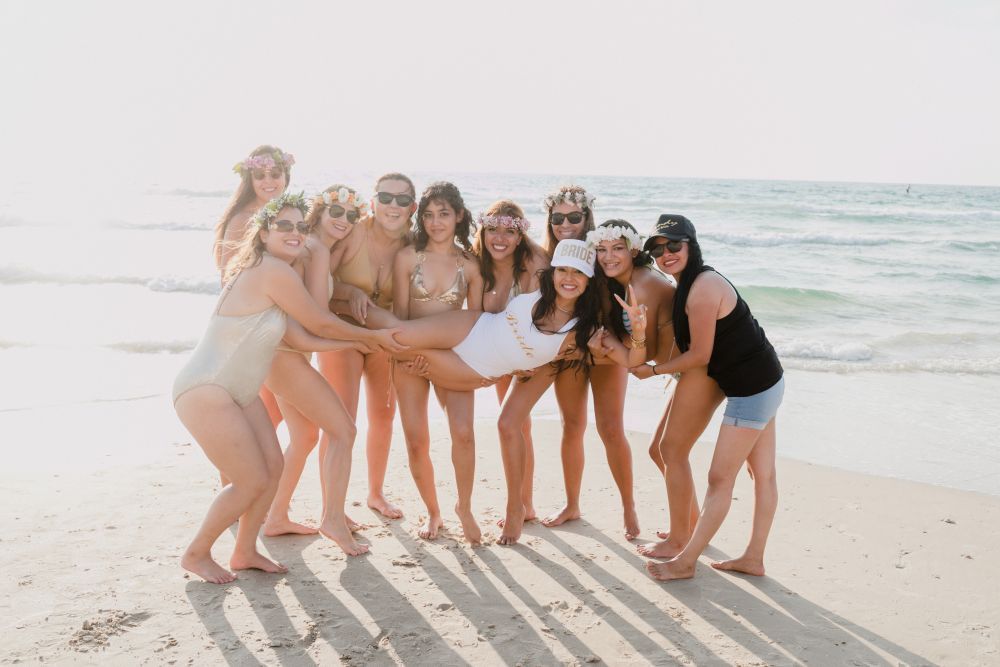 Beach Lunch Bachelorette Photoshoot Girls