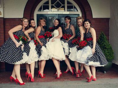 Unique Polka Dots Wedding Bridesmaids Dresses