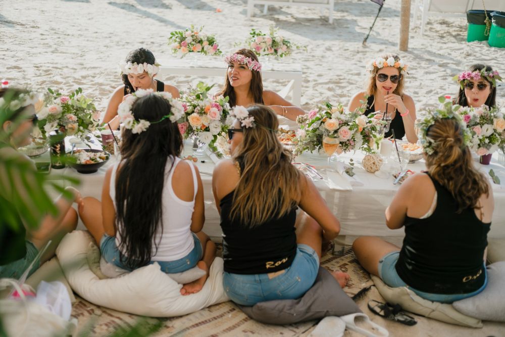 Beach Lunch Bachelorette Photoshoot Girls