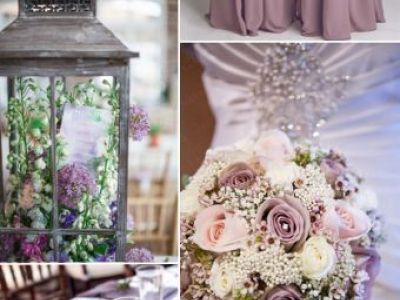 Dark Lavender And Green Wedding Color Ideas With Lace Bridesmaid Dresses