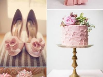 Pink Sorbe Wedding Color Ideas And Long Chiffon Bridesmaid Dress 2015 
