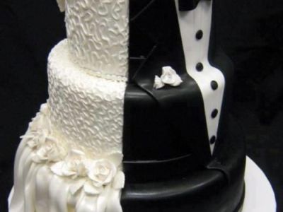Unique White And Black Wedding Cake Design